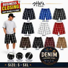 Shaka Wear Men's Checkered Relaxed Fit Plaid Cargo Shorts Loose Fitting S - 5XL picture