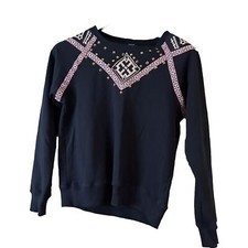 Ecote Urban Outfitters Studded Embroidered Cotton Crew Neck Sweatshirt  Black S picture