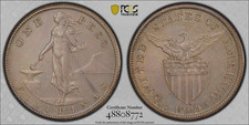 US PHILIPPINES ONE PESO 1909-S PCGS AU DETAILS CLEANED Pics do not do Justice picture