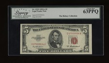 DBR 1953-A $5 Legal Fr. 1533 CA Block Legacy 63 PPQ Serial C07559934A picture
