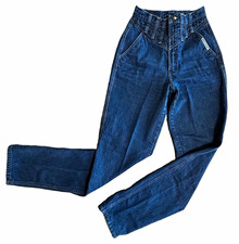 Vtg 90s Rocky Mountain High Rise Jeans Dark Wash 28/7 Tapered Made in USA  picture