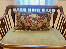 Large Wool Needlepoint Tapestry Throw Pillow with Velvet Back and Hidden Zip picture