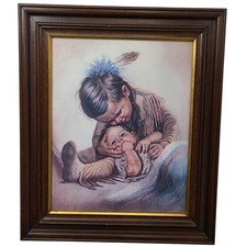 Gregory Perillo Babysitter Signed Lithograph Native American Art 1238/3000 1980 picture
