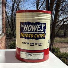 Mrs Howes Potato Chip Tin Large Vintage Advertising Milwaukee,  Wisconsin 1960s picture