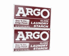 Argo Gloss Laundry Starch Crisp Finish 16 oz  SEE IMAGES NOS Crafts Red Box 2 X picture
