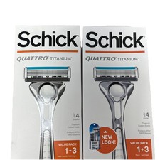 2x Schick Quattro Titanium Men Razor 4 Blades (1 razor + 3 Cartridges ) picture