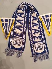 Vintage Greece Hellas Football Scarf + 2 Greek Flag Pennants Soccer Fan Set picture