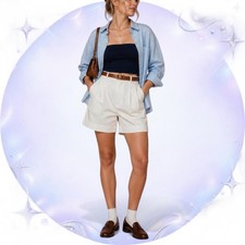 Vintage Gap White Pleated Khaki Shorts Size 4 Coastal Prep 90s Minimalist picture