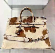 Genuine Cowhide Hair On Hide Leather Handbag Women Western Shoulder Tote Bag picture