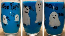 Boo family 18 Oz truly unique, hand painted, Halloween, glow in the dark,glasses picture