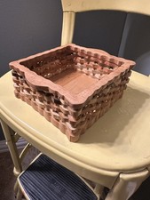 Handmade Scroll Saw Wood Basket Interlocking Lattice Folk Art Signed Dated 2001 picture