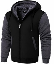 Men's Heavyweight Zip Up Hoodie Fleece Sherpa Lined Winter Jacket Warm Sweatshir picture