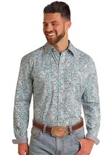 Rough Stock Turquoise Paisley Long Sleeve Snap Shirt-comfort and functionality picture