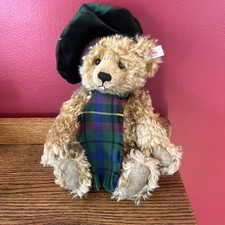 Scottish Steiff Bear Mohair Jointed Plaid Scarf And Hat 12