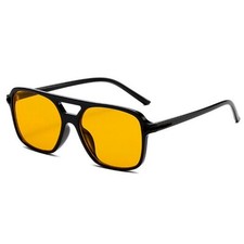 Men Women Trendy Yellow Lens Big Aviator Retro 70's Oversized Sunglasses picture