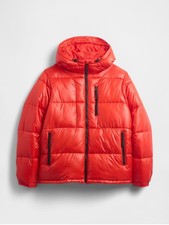 GAP Recycled Heavyweight Puffer Jacket Red Coat Vegan Thick  Mens Large NEW  picture