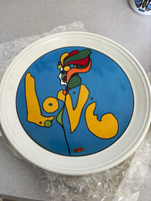 Peter Max Love Pop Art Collector Plate 1960s Ceramic Round Blue Yellow picture