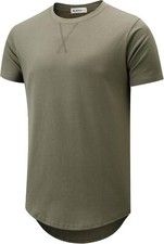 Mens 100% Cotton Pre-Shrunk Longline Crewneck T-Shirt Hip Hop Urban Style S-4XL picture