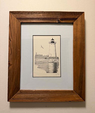 Vintage Edgartown Harbor Light Signed Lighthouse Art Martha’s Vineyard Framed picture