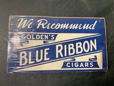 Vintage Golden's Blue Ribbon Cigar Sign poster paper advertising blue 1940s old picture