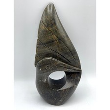 Zimbabwe African Shona Stone Serpentine Sculpture Carved Bird  Cuthbert Tendayi picture