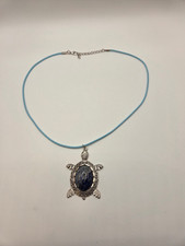 Lapis Lazuli Turtle Necklace Pendant Handmade Jewelry Natural Stone picture