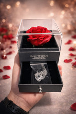 Preserved Eternal Rose Flower Gift Box With Necklace – Romantic Gift for Her picture