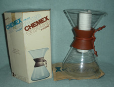 Chemex 10 Cup Coffeemaker CM-210 w Collar / Pour Over Glass Carafe picture