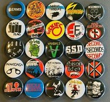 Assorted US Punk Buttons /  Pins Set Of 25 picture