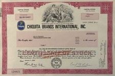 Chiquita Brands Stock Certificate Issued For 1 Share VF picture