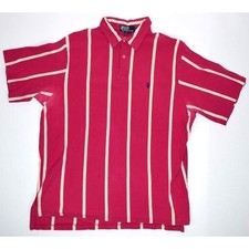Vintage Polo Ralph Lauren Polo Mens L 80s Raspberry Baseball Stripe Made USA picture