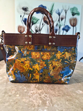Patricia Nash Floral Satchel Top Handle Bag Zip Lined Pockets Detachable Strap picture