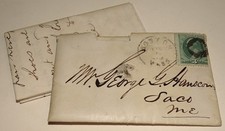 1876 Antique Letter & Envelope Saco ME Militia Capt George Hanscom Boston Postal picture