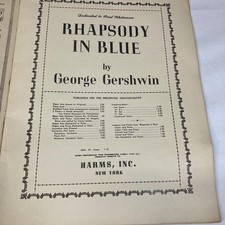 George Gershwin Rhapsody in Blue Piano Solo Sheet Music Harms Inc Vintage 1927 picture