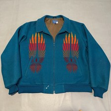 VTG Beaver State Pendleton Wool Jacket Men Blue Chief Joseph Jacket Aztec-L-8534 picture