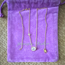Jennifer Miller Double Solitaire 2.10 Carat CZ Necklace 14 K Cable Chain Lobster picture