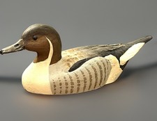 Northern Pintail Duck Decoy Hand-Carved Hand-Painted Wood Felt Bottom Signed 6