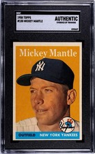 Topps 1958 Topps #150 Mickey Mantle New York Yankees Baseball Card SGC picture