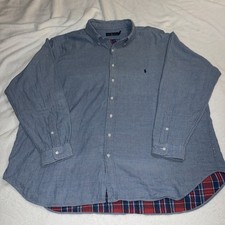 Vintage Polo Ralph Lauren Denim Shirt Men Large Plaid Flannel Lined Jacket Work picture