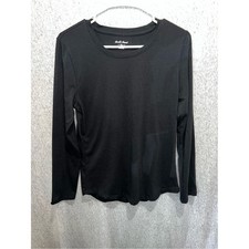 Derek Heart Womens XL Black Long Sleeve Crewneck Top Cotton Blend RN94829 picture