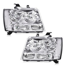 Headlights Pair for 07-14 Chevy Tahoe Suburban 07-13 Avalanche Clear Lens Chrome picture