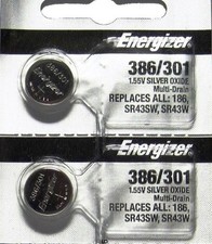 ENERGIZER 386/301 SR43SW SR43W (2 Piece) BATTERY NEW SEALED Authorize Seller picture