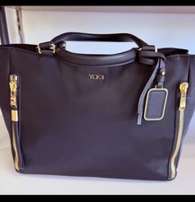 NEW Tumi Voyageur VALETTA MEDIUM Tote Laptop Carryall Bag - BLACK with GOLD picture