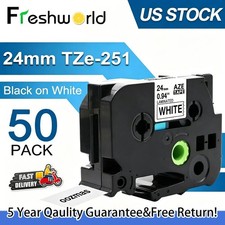 50PK 24mm Tz-251 TZe-251 Black on White Label Tape For Brother P-touch PT2730 picture
