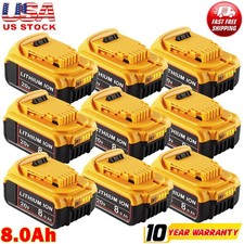 1-10Pack For DeWalt 20V 20 Volt Max XR 8.0AH Lithium Ion Battery DCB206-2 DCB205 picture