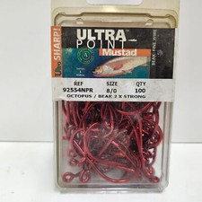 Mustad Octopus Beak 2X Strong Hooks Fishing 92554NPR Size 8/0 100 Pack picture