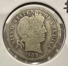 1908-P Barber Dime 10C US Silver Coin (U536) picture