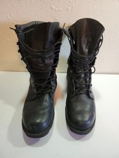 Ro-Search Black Leather Combat Boots Size 9.5 Military Vintage picture