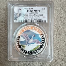 Perth Mint 2026 Australian Silver Swan 1 oz .9999 Silver Coin PCGS MS70 picture