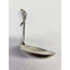 Rare Dutch Antique 1929 Pansy Sterling Silver Cream Spoon with Hook Floral picture